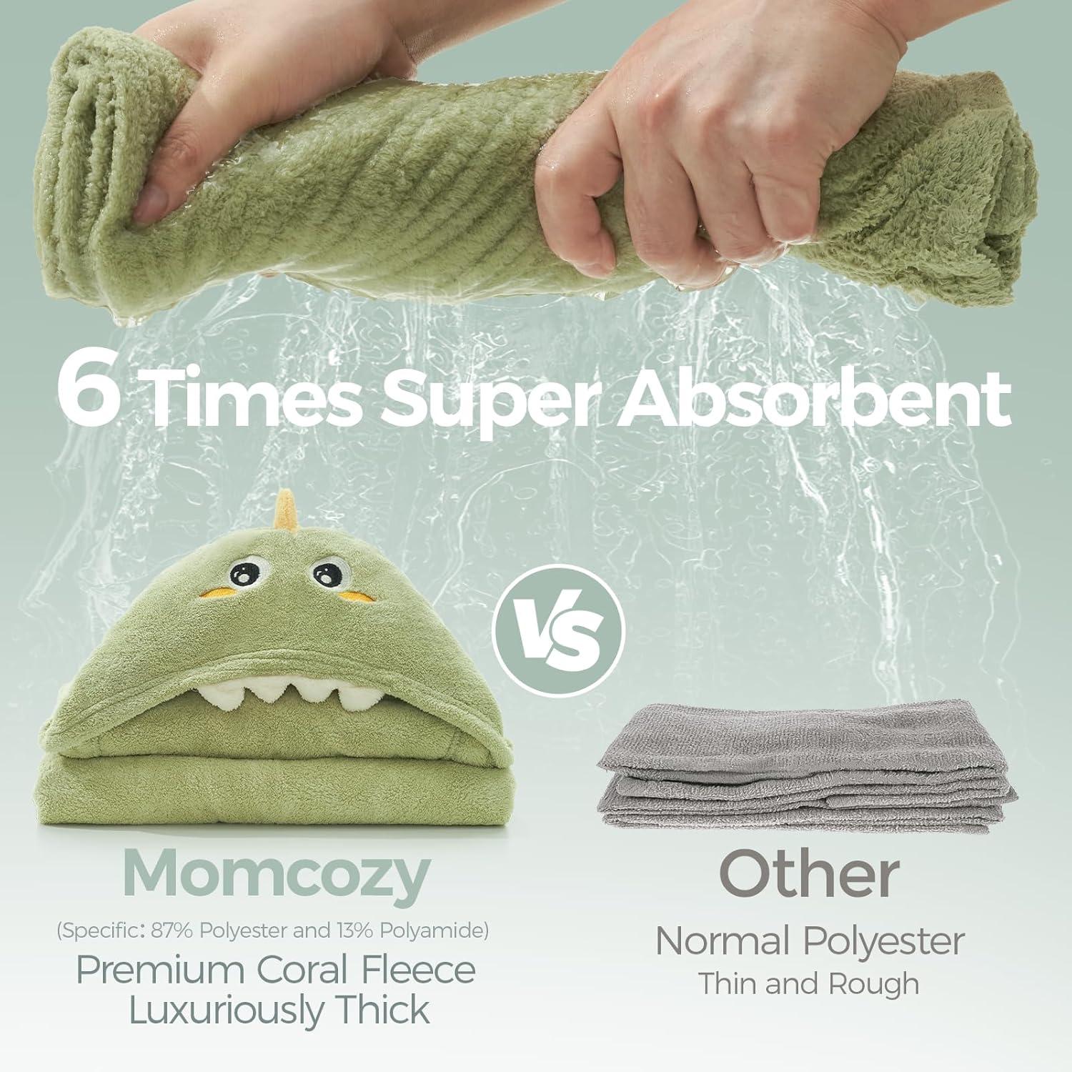 imageMomcozy Hooded Baby TowelsVisualize Health Label 2 Pack Premium Coral Fleece Bath Towel with Large SizeUltra Absorbent for Baby Comfort Great Gift for Newborn Toddler and Kids28quotx 55quot L x WElephant and Crocodile
