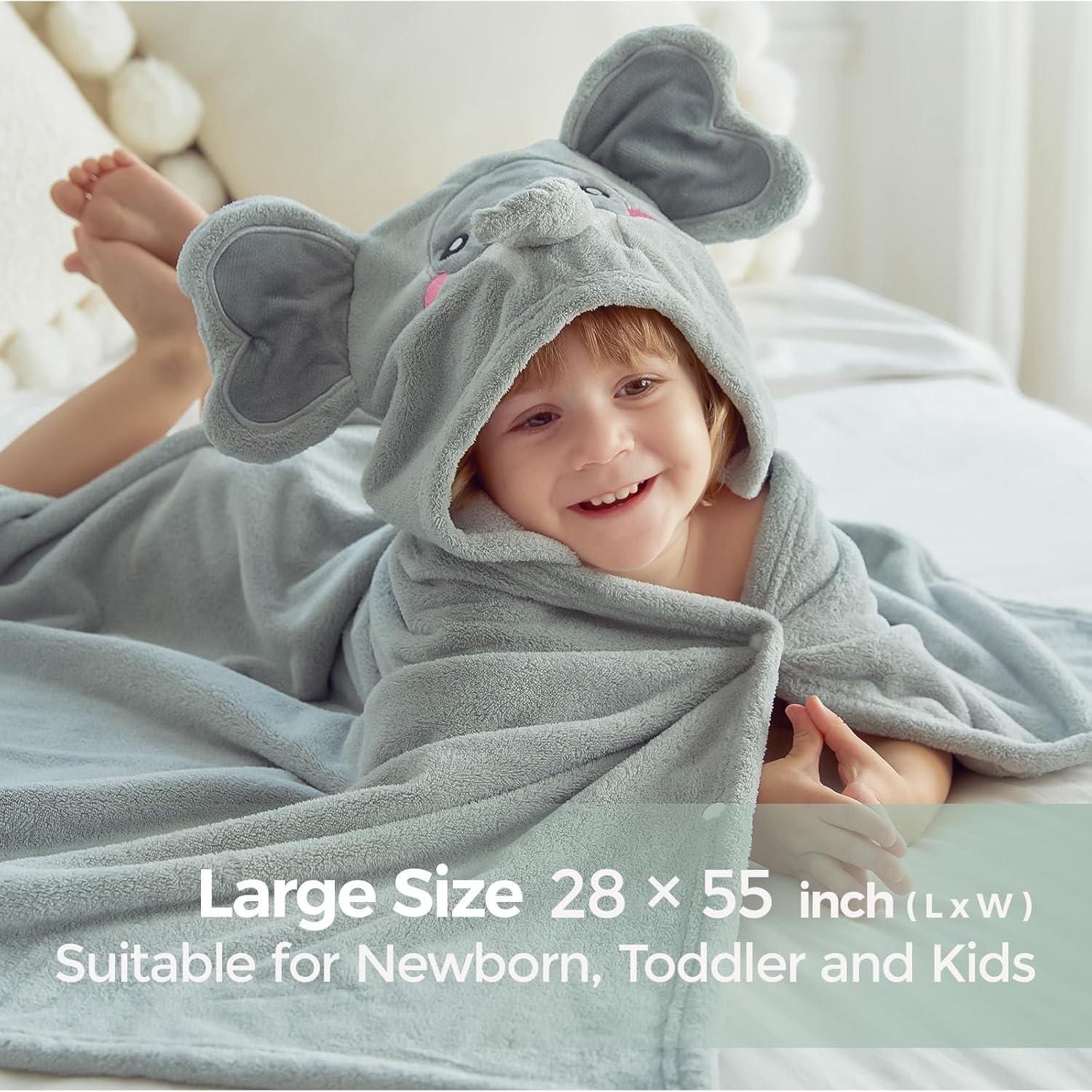 imageMomcozy Hooded Baby TowelsVisualize Health Label 2 Pack Premium Coral Fleece Bath Towel with Large SizeUltra Absorbent for Baby Comfort Great Gift for Newborn Toddler and Kids28quotx 55quot L x WCute Elephant