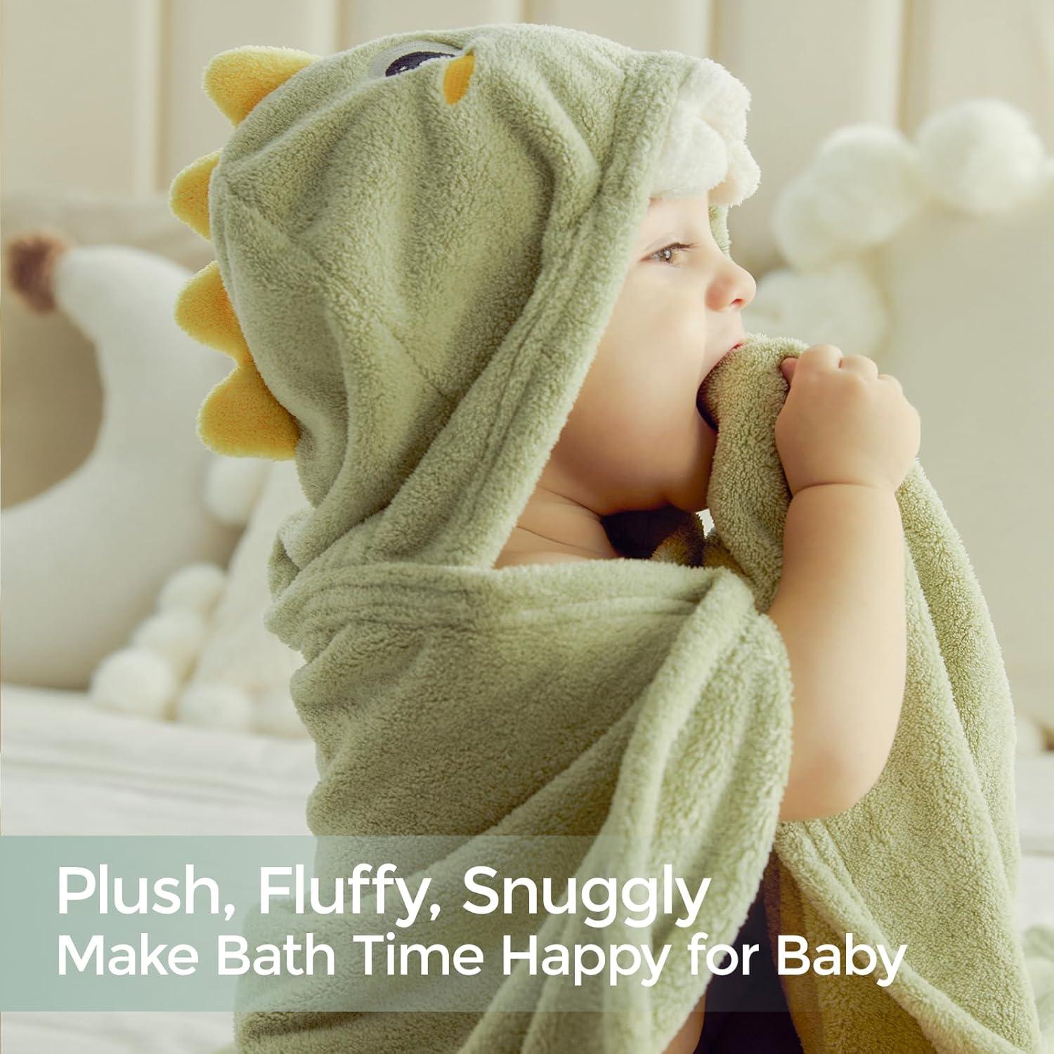 imageMomcozy Hooded Baby TowelsVisualize Health Label 2 Pack Premium Coral Fleece Bath Towel with Large SizeUltra Absorbent for Baby Comfort Great Gift for Newborn Toddler and Kids28quotx 55quot L x WElephant and Crocodile