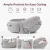 imageMomcozy Baby Carrier with Hip Seat 2in1 ForwardFacing Carry for Active Babies Detachable HandsFree Infant Carrier up to 44lbs All Seasons Toddler Carrier Fits Waist Sizes up to 45 Inches BlackAir MeshGrey