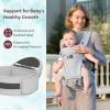 imageMomcozy Baby Carrier with Hip Seat 2in1 ForwardFacing Carry for Active Babies Detachable HandsFree Infant Carrier up to 44lbs All Seasons Toddler Carrier Fits Waist Sizes up to 45 Inches BlackAir MeshGrey