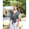 imageMomcozy Baby Wrap Carrier Easy to Wear Infant Carrier Slings Lightweight Hands Free Baby Sling Adjustable Baby Carriers for Newborn to Toddler 835 lbs BlackAir MeshBlue Gray