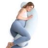 imageMomcozy Pregnancy Pillows for Side Sleeping J Shaped Maternity Body Pillow for Pregnancy Soft Pregnancy Pillow with Jersey Cover for Head Neck Belly Support GreyBlue