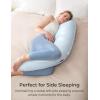 imageMomcozy Pregnancy Pillows for Side Sleeping J Shaped Maternity Body Pillow for Pregnancy Soft Pregnancy Pillow with Jersey Cover for Head Neck Belly Support GreyBlue