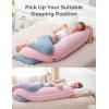 imageMomcozy Pregnancy Pillows for Side Sleeping J Shaped Maternity Body Pillow for Pregnancy Soft Pregnancy Pillow with Jersey Cover for Head Neck Belly Support GreyPink