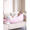 imageMomcozy Pregnancy Pillows for Side Sleeping J Shaped Maternity Body Pillow for Pregnancy Soft Pregnancy Pillow with Jersey Cover for Head Neck Belly Support GreyPink