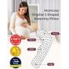 imageMomcozy Pregnancy Pillows for Side Sleeping J Shaped Maternity Body Pillow for Pregnancy Soft Pregnancy Pillow with Jersey Cover for Head Neck Belly Support GreyPink