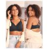 imageMomcozy Seamless Bras Low Impact Sports Bra for Women Wireless Strappy Yoga Bra Comfort TShirt Bra Criss Cross BackBlack