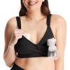 imageMomcozy Lycra Pumping Bra Hands Free with Fixed Padding for Good Shaping Comfortable Support Pumping and Nursing Bra in OneBlack