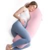 imageMomcozy Pregnancy Pillows for Side Sleeping J Shaped Maternity Body Pillow for Pregnancy Soft Pregnancy Pillow with Jersey Cover for Head Neck Belly Support GreyPink
