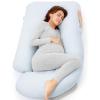imageMomcozy Pregnancy Pillows for Sleeping U Shaped Full Body Maternity Pillow with Removable Cover  Support for Back Legs Belly HIPS for Pregnant Women 57 Inch Pregnancy Pillow for Women GreyLight Blue