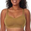 imageMomcozy Seamless Bras for Women Invisible Square Neckline No Underwire Comfort Wireless Everyday Bras Buttery Soft BraletteReef Gold