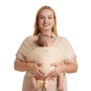 imageMomcozy Baby Wrap Carrier Easy to Wear Infant Carrier Slings Lightweight Hands Free Baby Sling Adjustable Baby Carriers for Newborn to Toddler 835 lbs BlackAir MeshBeige