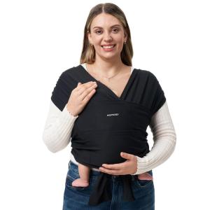 imageMomcozy Baby Wrap Carrier Easy to Wear Infant Carrier Slings Lightweight Hands Free Baby Sling Adjustable Baby Carriers for Newborn to Toddler 835 lbs BlackBlack