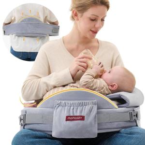 imageMomcozy Exclusive Memory Foam Nursing Pillow  Pioneering Safety FencePlus Size Breastfeeding Pillow for Ergonomic Comfort ampamp SupportEasier and Healthier Nursing  Fit for All Removable CoverGrey Cozypro With Lumbar Support