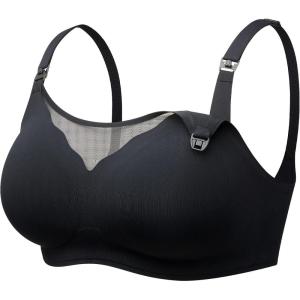 imageMomcozy Nursing Bras for Breastfeeding Breathable Mesh Nursing Bras Comfort Maternity Bra Wireless Pregnancy Sleep BraBlack