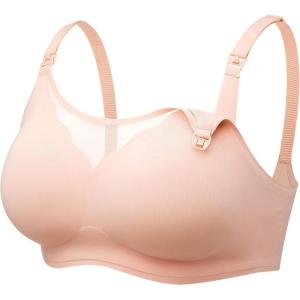 imageMomcozy Nursing Bras for Breastfeeding Breathable Mesh Nursing Bras Comfort Maternity Bra Wireless Pregnancy Sleep BraOyster Pink