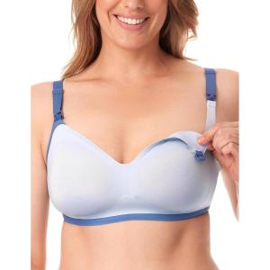 imageMomcozy Nursing Bras for Breastfeeding Comfort V Neck Maternity Bra Color Party Seamless Maternity Bras for PregnancyBlue Fog