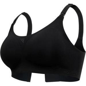 imageMomcozy Nursing Bras for Breastfeeding FB016 Jelly Strip Support Comfort Maternity Bra FullCoverage Seamless Wireless BraBlack