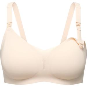 imageMomcozy Nursing Bras for Breastfeeding FB051 Mesh Support Maternity Bra Pregnancy Padded Wireless Breathable BraletteAlmond