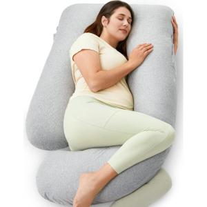 imageMomcozy Pregnancy Pillows for Sleeping U Shaped Full Body Maternity Pillow with Removable Cover  Support for Back Legs Belly HIPS for Pregnant Women 57 Inch Pregnancy Pillow for Women GreyHatha Grey