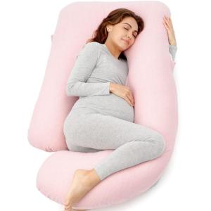 imageMomcozy Pregnancy Pillows for Sleeping U Shaped Full Body Maternity Pillow with Removable Cover  Support for Back Legs Belly HIPS for Pregnant Women 57 Inch Pregnancy Pillow for Women GreyPink