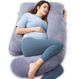 imageMomcozy Pregnancy Pillows for Sleeping U Shaped Full Body Maternity Pillow with Removable Cover  Support for Back Legs Belly HIPS for Pregnant Women 57 Inch Pregnancy Pillow for Women GreyGrey