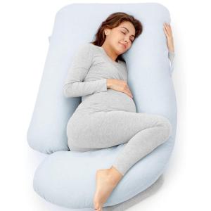 imageMomcozy Pregnancy Pillows for Sleeping U Shaped Full Body Maternity Pillow with Removable Cover  Support for Back Legs Belly HIPS for Pregnant Women 57 Inch Pregnancy Pillow for Women GreyLight Blue