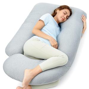 imageMomcozy Pregnancy Pillows for Sleeping U Shaped Full Body Maternity Pillow with Removable Cover  Support for Back Legs Belly HIPS for Pregnant Women 57 Inch Pregnancy Pillow for Women GreyGrey Cooling Fabric