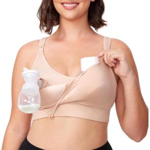 imageMomcozy Pumping Bra Hands Free AllinOne Nursing Bras for Breastfeeding ampamp Pumping Fixed Padding for Enhanced ShapeOyster Pink