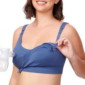 imageMomcozy Pumping Bra Hands Free AllinOne Nursing Bras for Breastfeeding ampamp Pumping Fixed Padding for Enhanced ShapeTwilight Blue