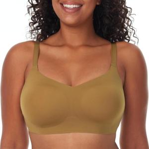 imageMomcozy Seamless Bras for Women Invisible Square Neckline No Underwire Comfort Wireless Everyday Bras Buttery Soft BraletteReef Gold