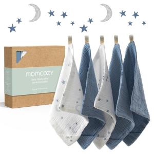 imageMomcozy Soft ampamp Absorbent Baby Washcloths  4 Layer Design Medium Thickness Premium Cotton for Newborns SkinGreat for Bathing Wiping ampamp onThego Use Shower Gift and Essential5 Pack 10x10 inchStarry Dreams