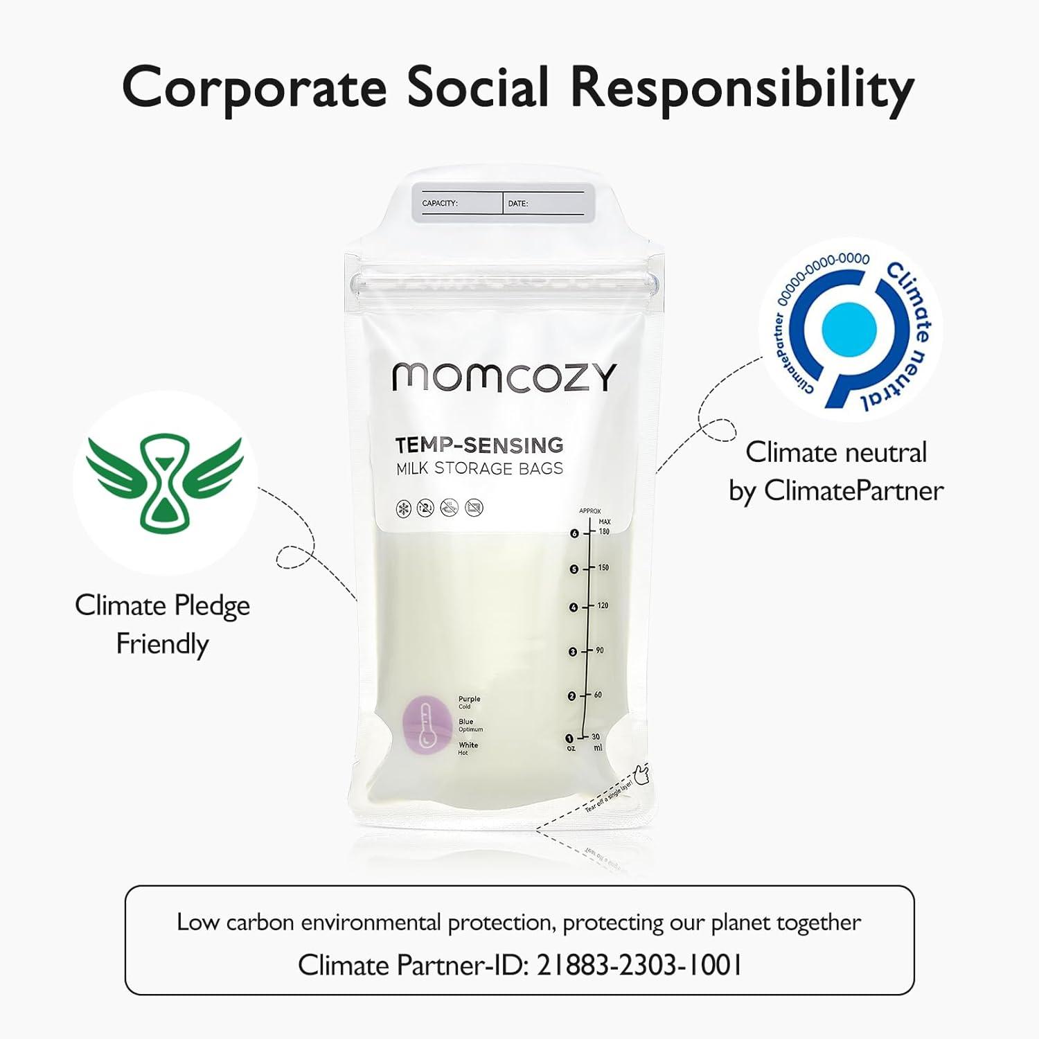 imageMomcozy Breastmilk Storing Bags TempSensing Discoloration Milk Storing Bags for Breastfeeding Disposable Milk Storage Bag with 6 Ounce Self Standing NoLeak Milk Freezer Storage Pouches 120pcs50 Count