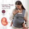 imageMomcozy Baby Carrier  Ergonomic Cozy and Lightweight Carrier for 324 Months Effortless to Put On Ideal for HandsFree Parenting Enhanced Lumbar Support Purehug for Infant to Toddler BlackCottonGrey