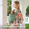 imageMomcozy Baby Carrier with Natural Cotton Linen Built to Last Ergonomic Design 744lbs for Infant and Toddler Lightweight and Comfortable HandsFree for MomsampampDads Light AmberSage Green