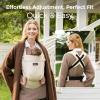 imageMomcozy Baby Carrier with Natural Cotton Linen Built to Last Ergonomic Design 744lbs for Infant and Toddler Lightweight and Comfortable HandsFree for MomsampampDads Light AmberLight Amber