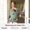 imageMomcozy Baby Carrier with Natural Cotton Linen Built to Last Ergonomic Design 744lbs for Infant and Toddler Lightweight and Comfortable HandsFree for MomsampampDads Light AmberSage Green