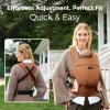 imageMomcozy Baby Carrier with Natural Cotton Linen Built to Last Ergonomic Design 744lbs for Infant and Toddler Lightweight and Comfortable HandsFree for MomsampampDads Light AmberSepia
