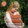 imageMomcozy Baby Carrier with Natural Cotton Linen Built to Last Ergonomic Design 744lbs for Infant and Toddler Lightweight and Comfortable HandsFree for MomsampampDads Light AmberSepia
