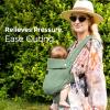 imageMomcozy Baby Carrier with Natural Cotton Linen Built to Last Ergonomic Design 744lbs for Infant and Toddler Lightweight and Comfortable HandsFree for MomsampampDads Light AmberSage Green