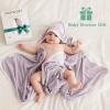 imageMomcozy Baby Hooded Towel 2 Pack Baby Towel Set Super Soft Bath Towel with Original Design Shower Gifts for Infant Toddler 28 X 28 Inch Lemon LeavesInk Wash Leaves
