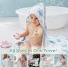 imageMomcozy Baby Hooded Towel 2 Pack Baby Towel Set Super Soft Bath Towel with Original Design Shower Gifts for Infant Toddler 28 X 28 Inch Lemon LeavesMarine Turtle Magic