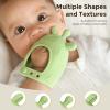imageMomcozy Baby Teether Toys  Food Grade Silicone Teething Relief 06 Months  Essential Toy 612 Months  Green and PinkGreen