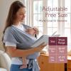 imageMomcozy Baby Wrap Carrier SkinFriendly Fabric Easy to Wear Baby Carrier Sling TShirt Design Hands Free Baby Carriers Newborn to Toddler 835lbs Adjustable Buckle Suit for Waist 3047inch BlackGrey