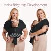 imageMomcozy Baby Wrap Carrier SkinFriendly Fabric Easy to Wear Baby Carrier Sling TShirt Design Hands Free Baby Carriers Newborn to Toddler 835lbs Adjustable Buckle Suit for Waist 3047inch BlackAirMeshBlack