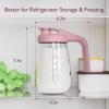 imageMomcozy Breast Milk Pitcher Resistant to Heat and Cold Abrupt Temp Swings No Leak Glass Breast Milk Fridge Storage Container with Wide Mouth Fast Baby Formula Maker GreenPink
