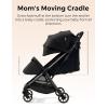 imageMomcozy ClickGo Lightweight Stroller Compact Travel Stroller for Airplane with OneClick Fold Baby Stroller and Toddler Stroller with Large Canopy for Kids from 0 Months Extendable UPF50 CanopyBlack
