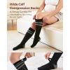 imageMomcozy Compression Socks for Women Wide Calf 1520mmHg Knee High Support Socks for Pregnancy Nurses Travel FlyingBlackDark Gray