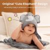 imageMomcozy Cute Elephant Hooded Baby Towel 8 Piece Bath Essential 2 x Towels and 6 x Wash Cloth Set Perfect Shower Gift for Boys or Girls  Soft and Comfort for Newborn Infant and ToddlerGrey